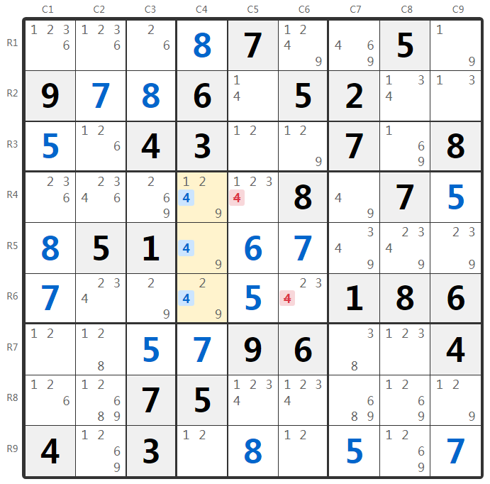 Exemplo de Claiming no Sudoku