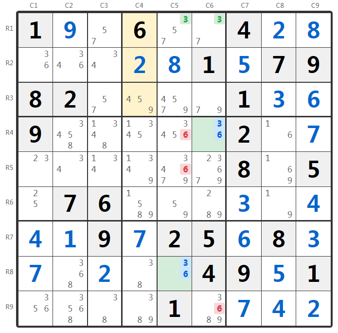 Exemplo de Chute Remote Pairs em Sudoku - Torre Vertical