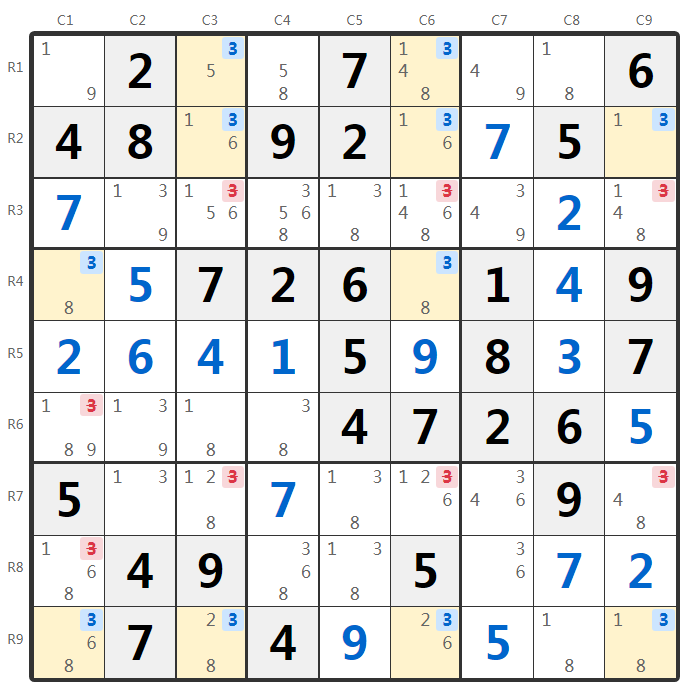 Exemplo de técnica Jellyfish no Sudoku